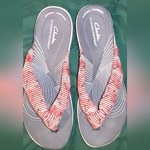 Clarks Red and Blue Anchor Flip Flops